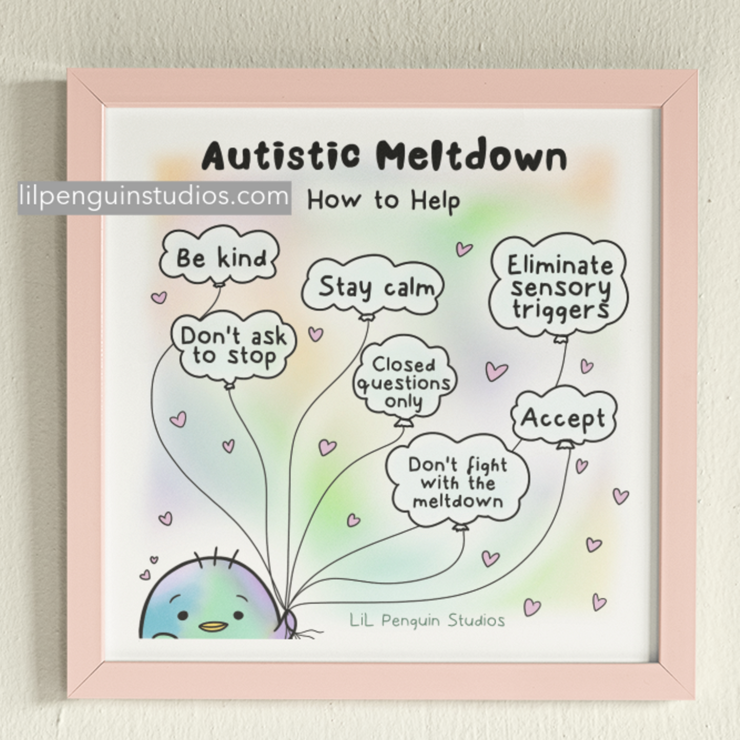 Autistic Meltdown, How to Help printable poster.