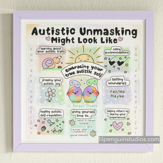 Autistic unmasking art print for therapists with private practice licence.