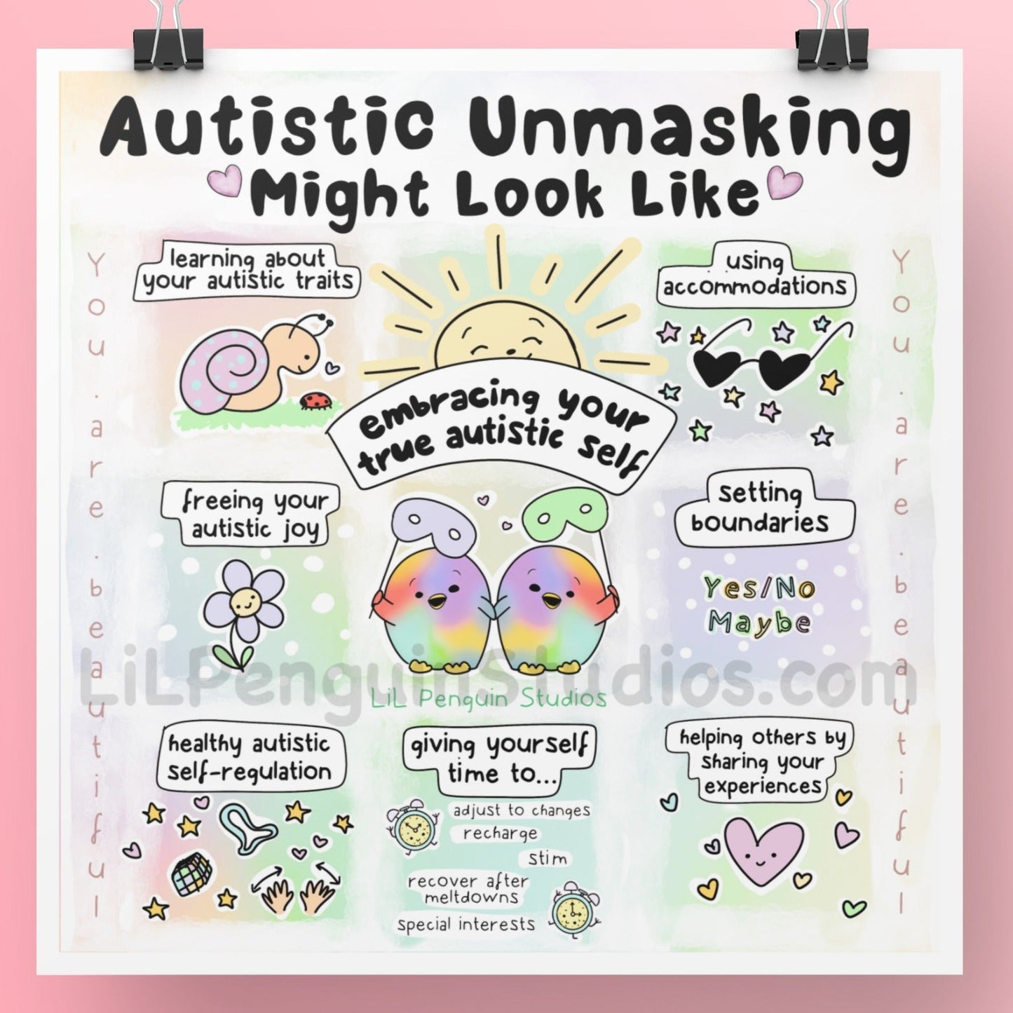 autistic unmasking digital printable art print about embracing your true autistic self..