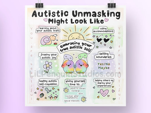 autistic unmasking digital printable art print about embracing your true autistic self..